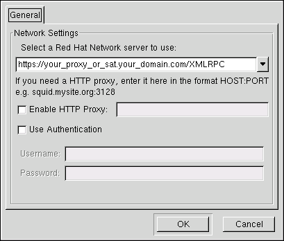 Red Hat Network Registration Client GUI Configuration
