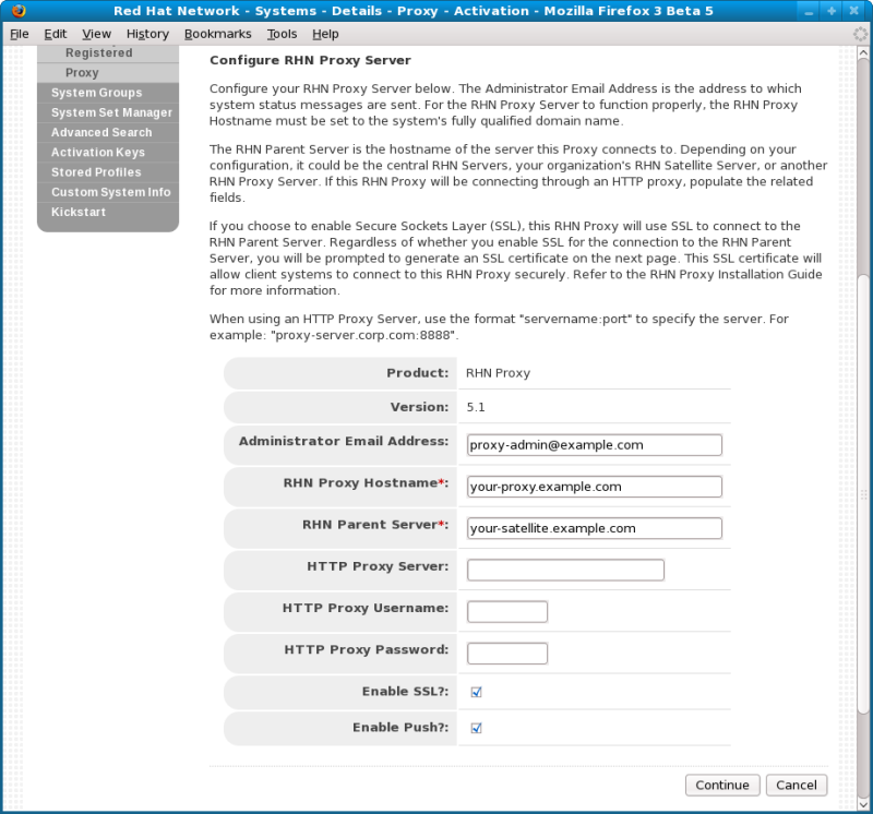 Configure RHN Proxy Server