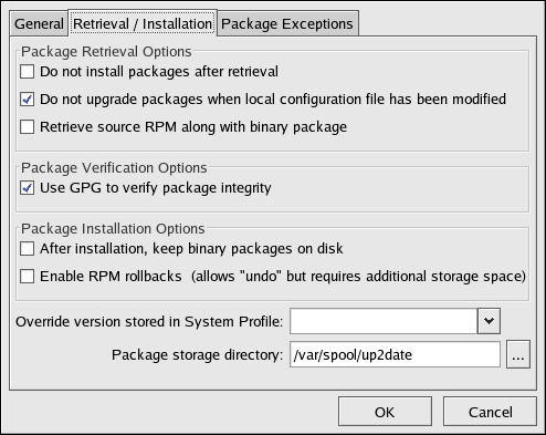 Retrieval/Installation Settings