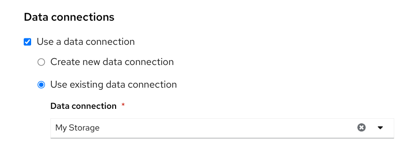 Workbench data connection form