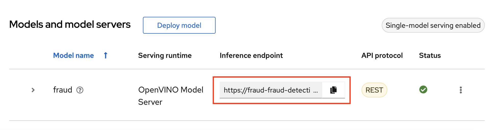 Model inference endpoint