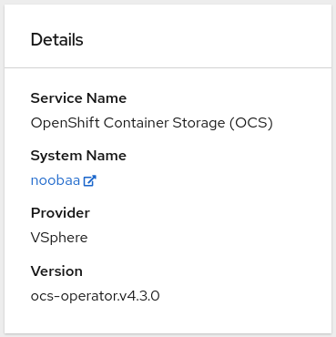 Screenshot of Details card in object service dashboard