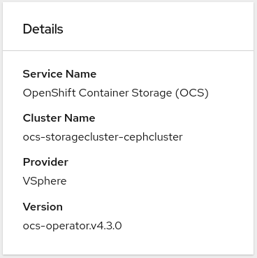 Screenshot of Details card in persistent storage dashboard