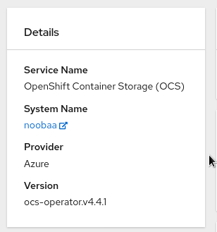 Screenshot of Details card in object service dashboard