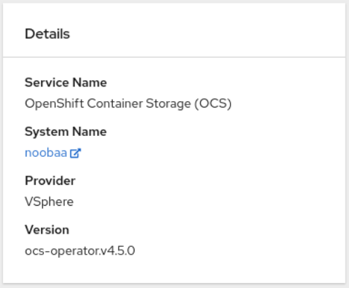 Screenshot of Details card in object service dashboard