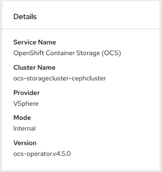 Screenshot of Details card in object service dashboard
