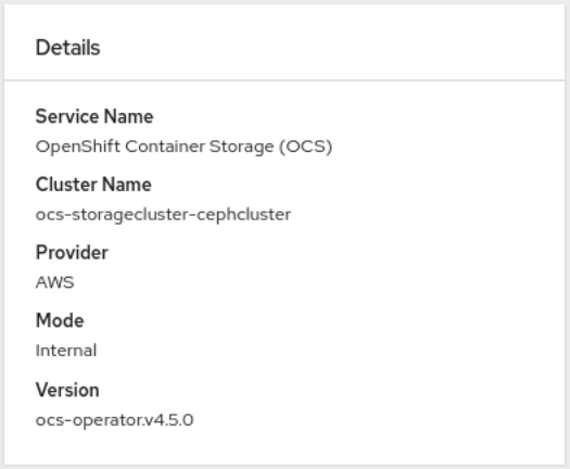 Screenshot of Details card in object service dashboard