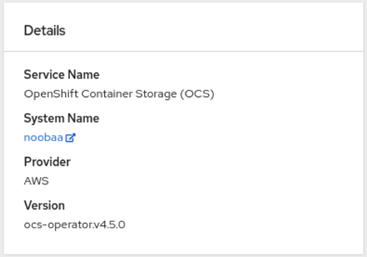 Screenshot of Details card in object service dashboard