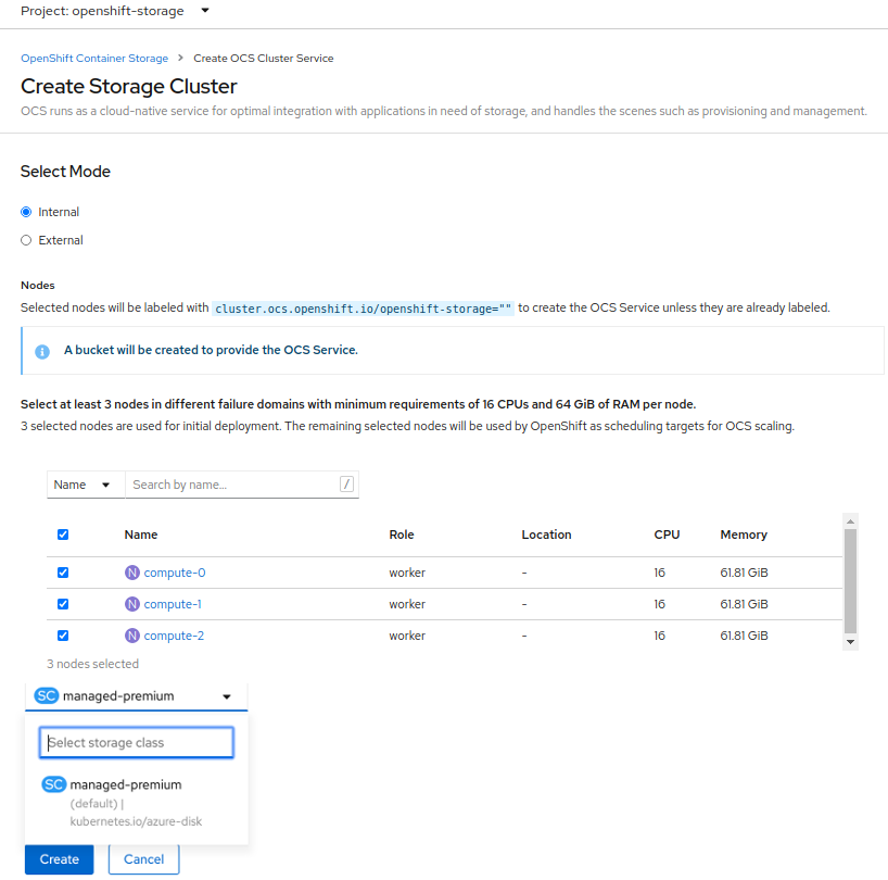 Screenshot of Create Cluster Service page where you can select mode of deployment.