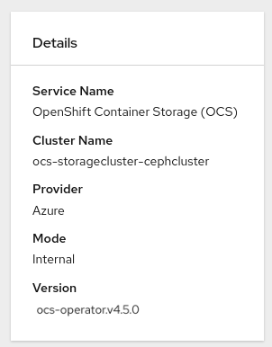 Screenshot of Details card in object service dashboard