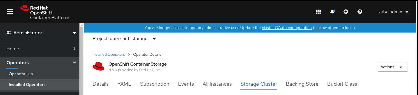 OCS Storage Cluster overview