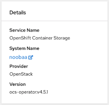 Screenshot of Details card in object service dashboard