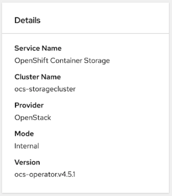 Screenshot of Details card in object service dashboard