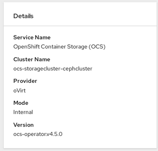 Screenshot of Details card in object service dashboard