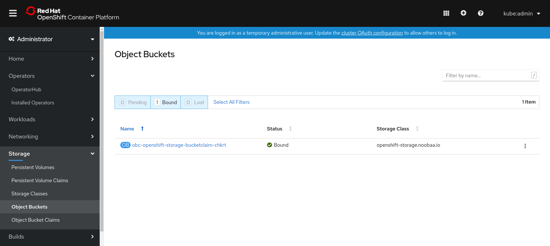 Object Buckets page