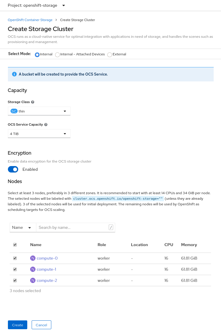 Screenshot of Create Cluster Service page where you can select mode of deployment.