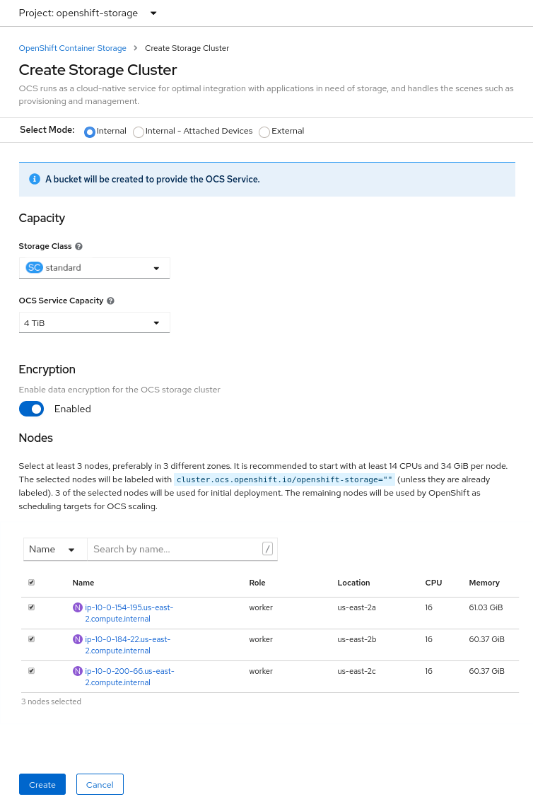 Screenshot of Create Cluster Service page where you can select mode of deployment.