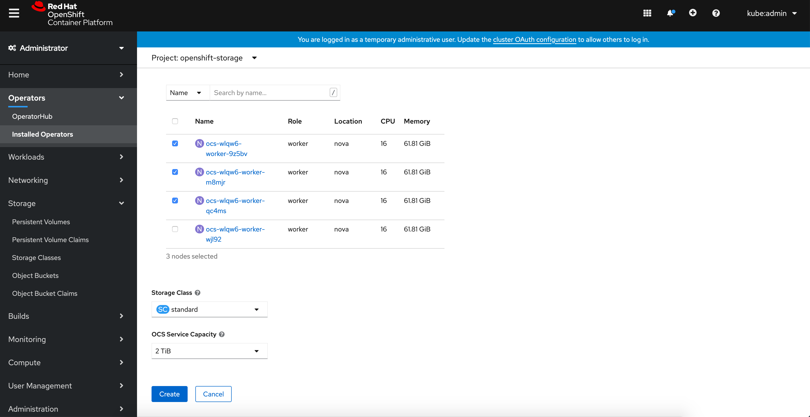 Screenshot of Create Cluster Service page where you can select mode of deployment.