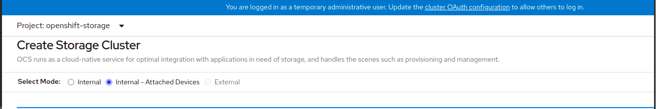 Screenshot of Create Storage Cluster page