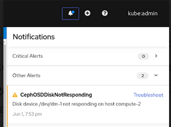 Notificaiton of disk failure.