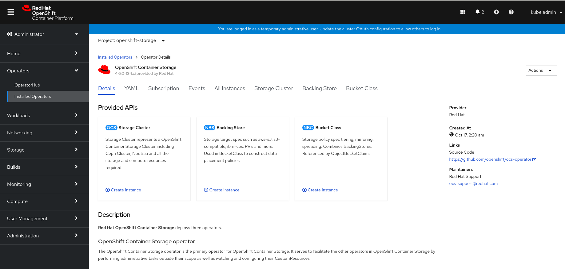 Create OCS Cluster Service ibm