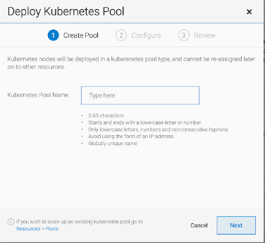 MCG deploy kubernetes pool create pool