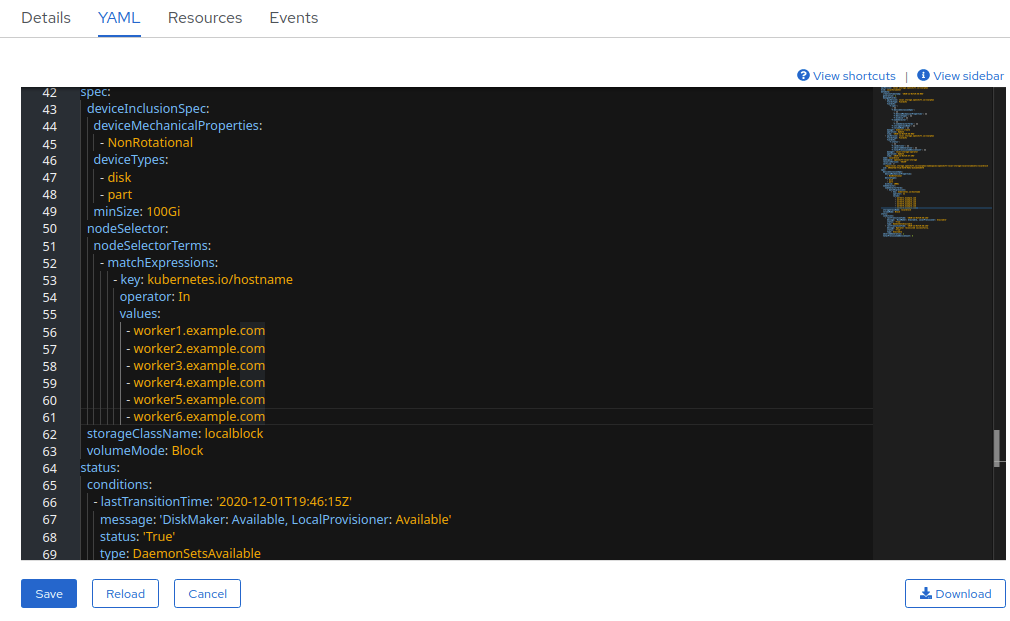 YAML 屏幕截图，显示新主机名的添加。