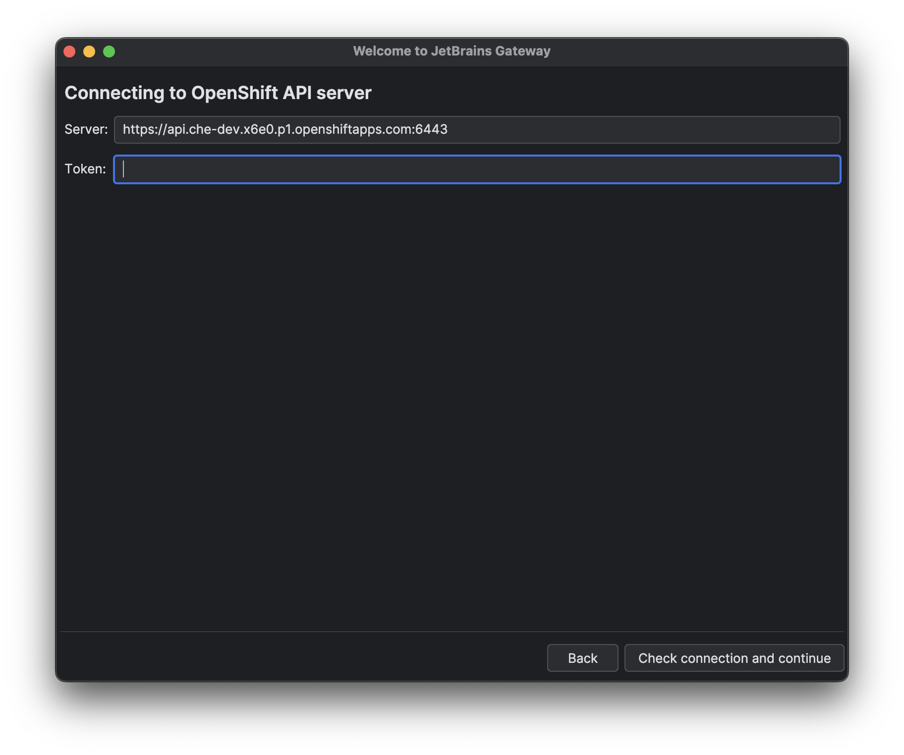 连接到 OpenShift API 服务器