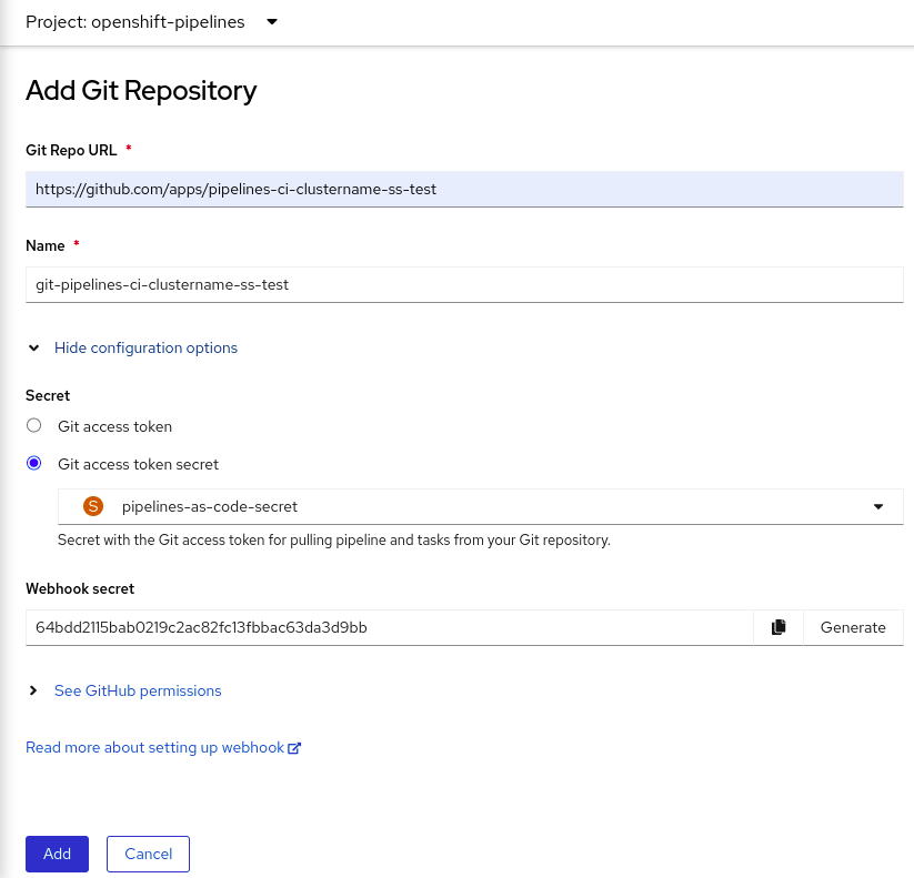 Git access token secret