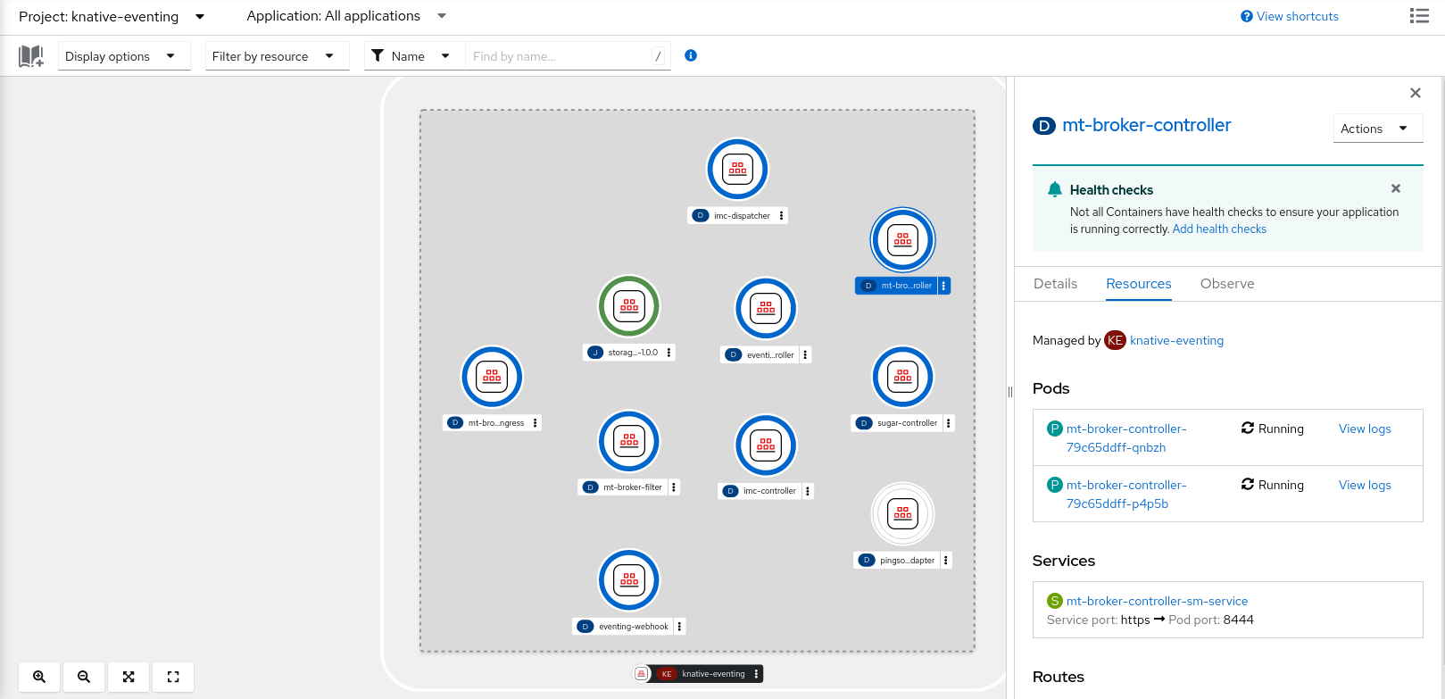 View the broker components in the Topology view