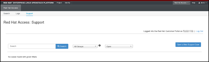Red Hat Access Tab - support cases