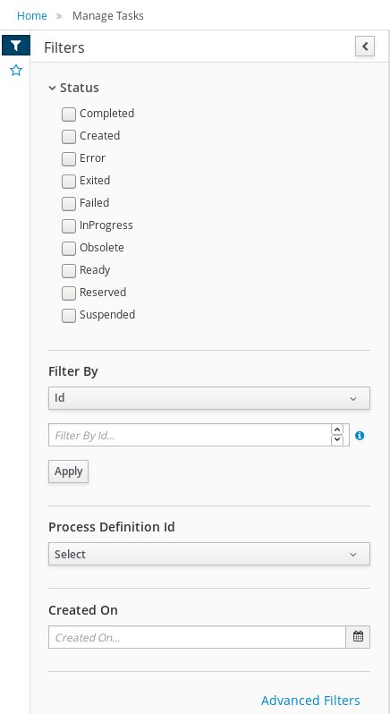 Filtering Tasks - Default View