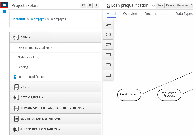 dmn designer project view