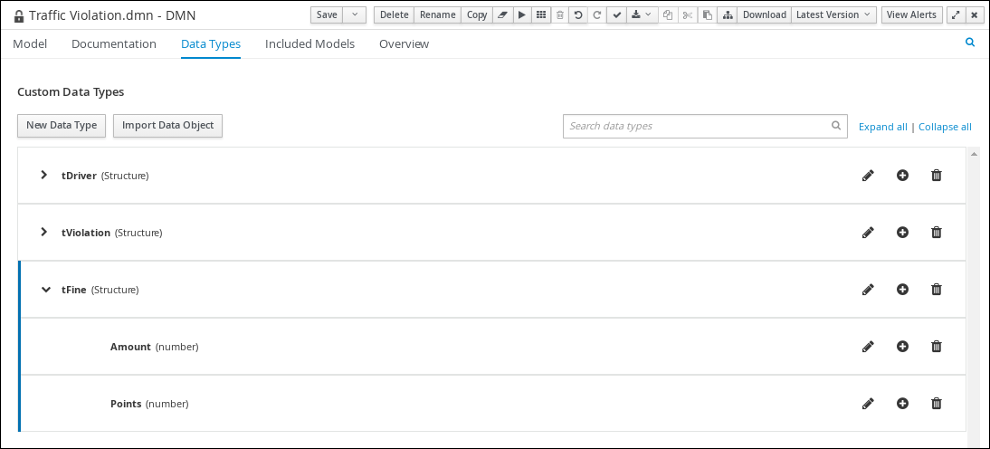 dmn tFine custom datatype