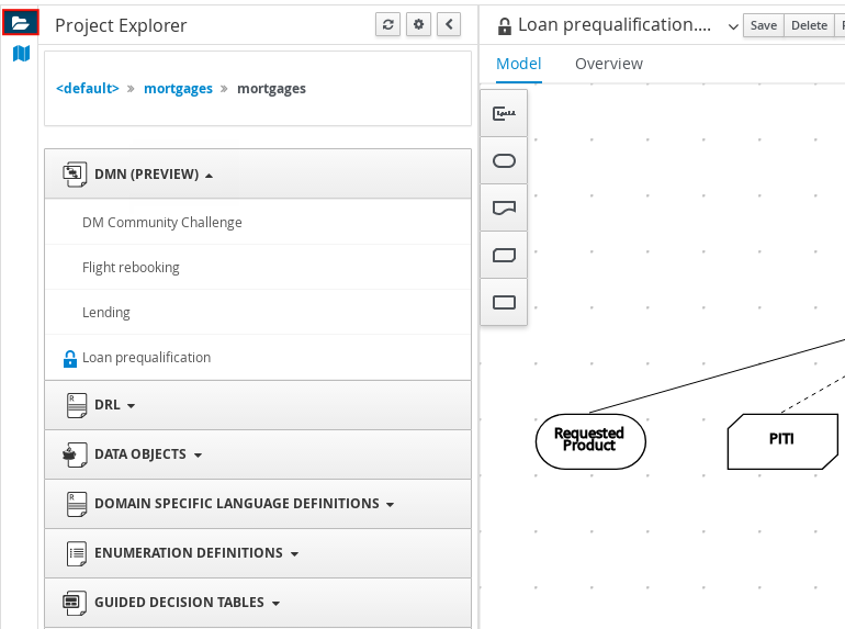 dmn designer project view