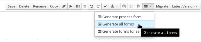 Selecting menu option to Generate all forms