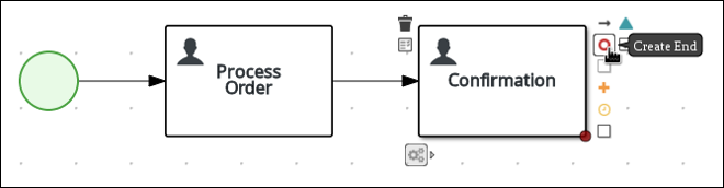 Creating an outgoing connection from the Confirmation user task