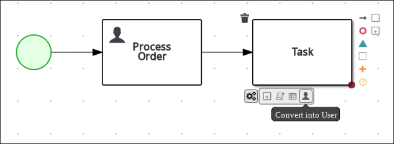 Converting in to a user task