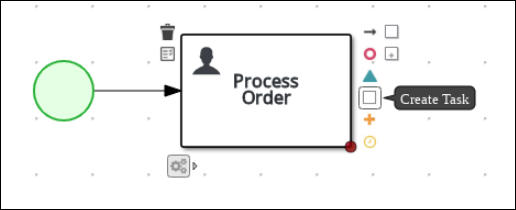 Creating an outgoing connection from the Process Order task to a user task