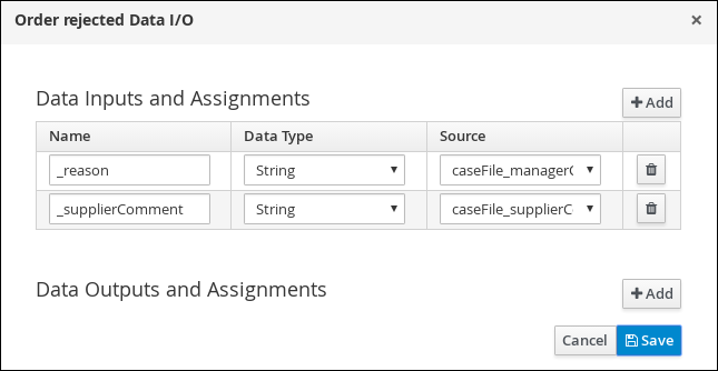 Order rejected I/O values