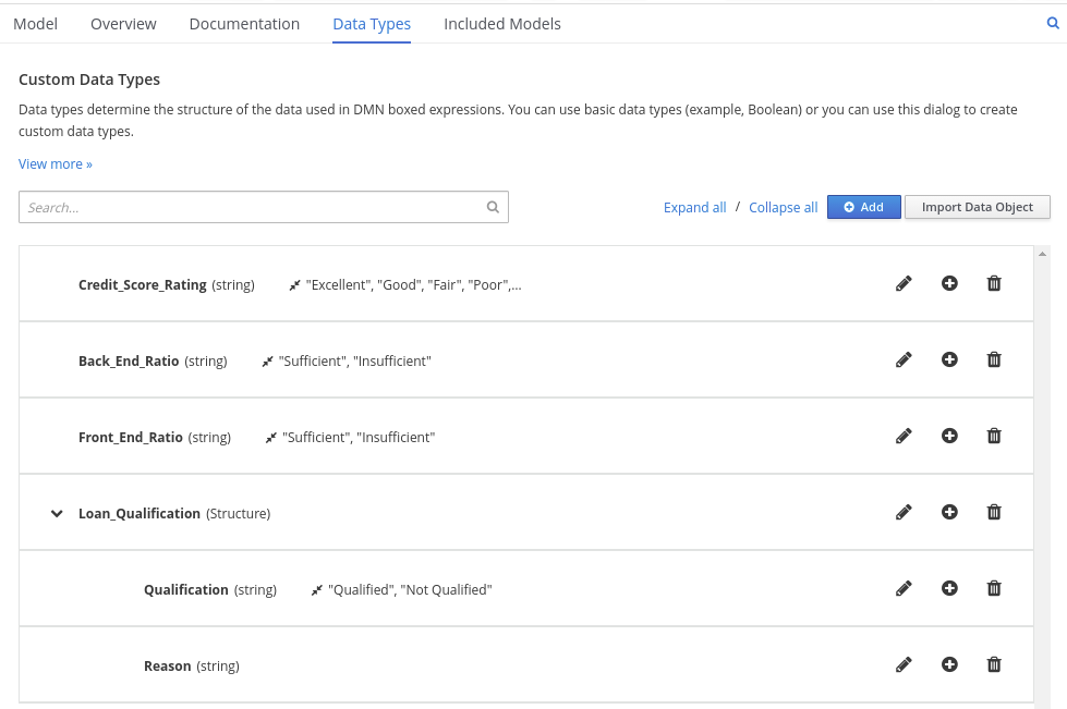 dmn manage data types structured2