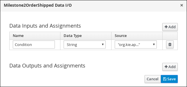 OrderShippedReady I/O values