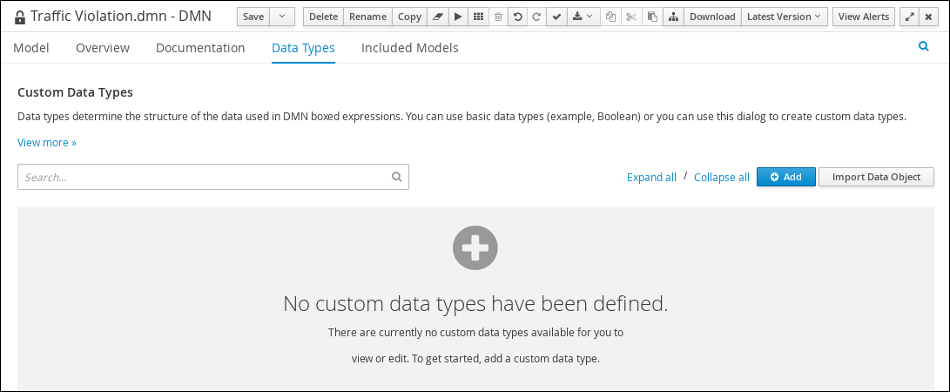 dmn custom datatypes tab