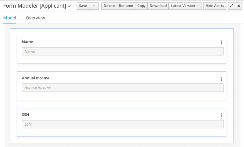 screen capture of the Applicant sample form