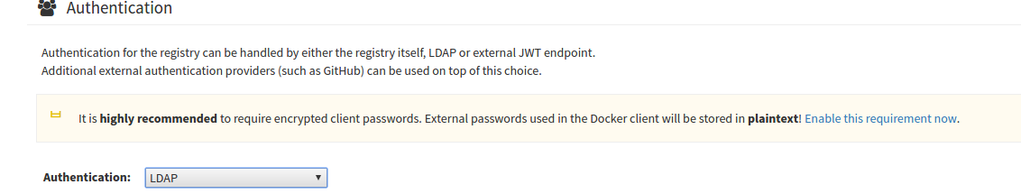 Select LDAP from the Authentication section