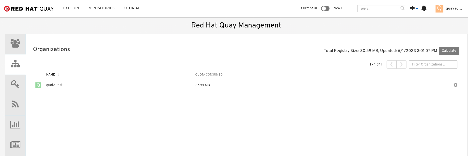 Total registry size