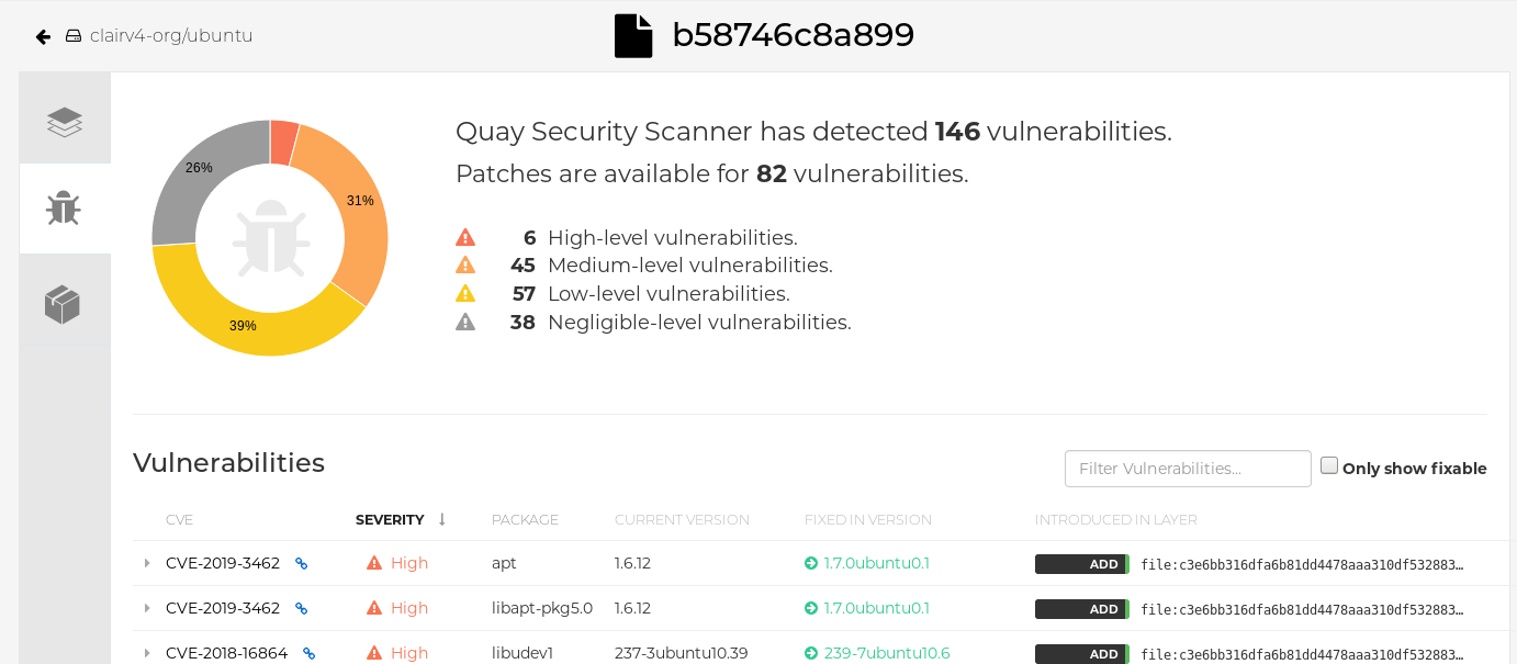 See all vulnerabilities or only those that are fixable