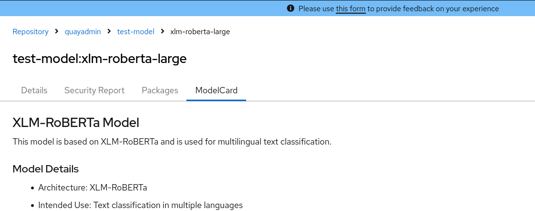 Modelcard information
