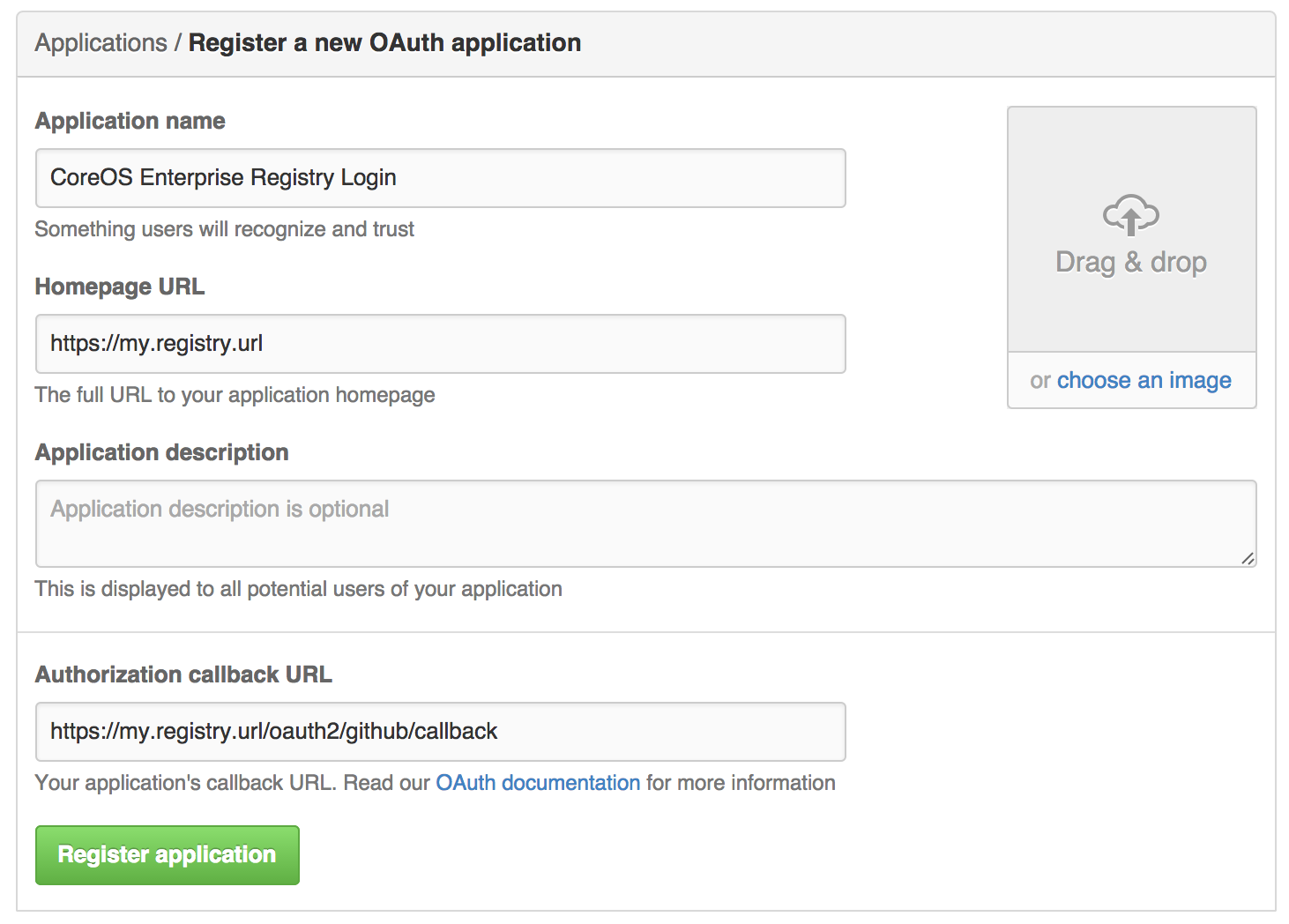 Register a new OAuth application