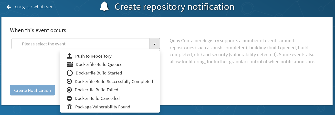 Create repository notifications